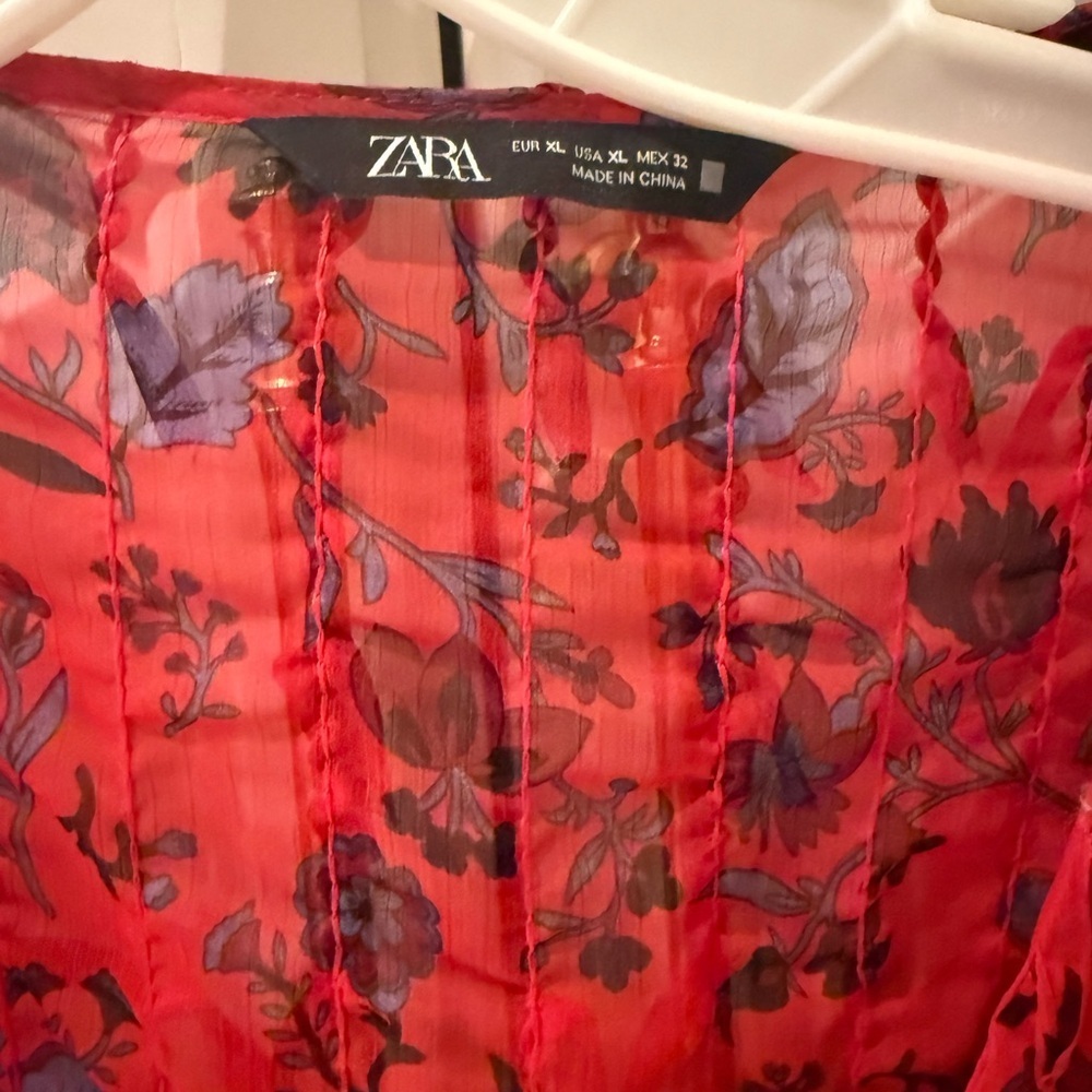 Zara Blue Blouse with Voluminous Sleeves - Picture 4 of 4
